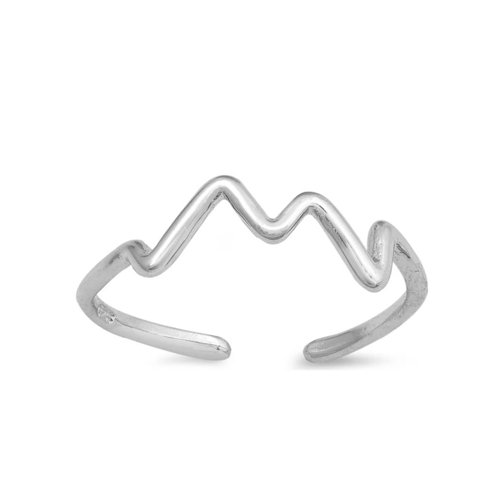 Sterling Silver Zig Zag Toe Ring – Adjustable